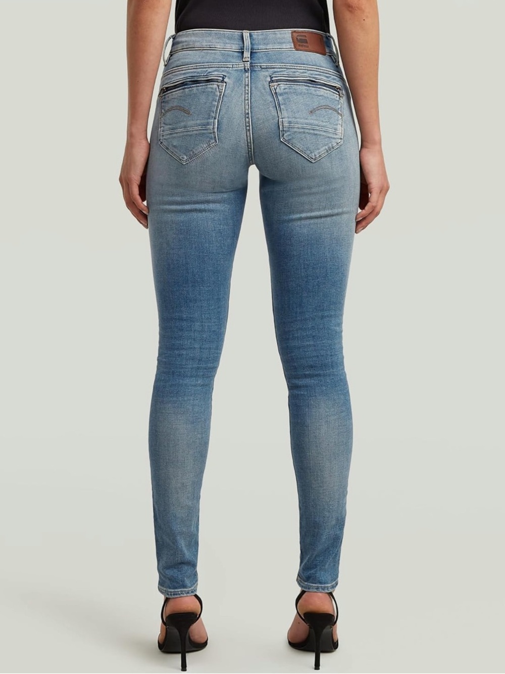 G-Star Raw Midge Zip Skinny Jeans Light Vintage Aged Destroyed Elto Superstretch